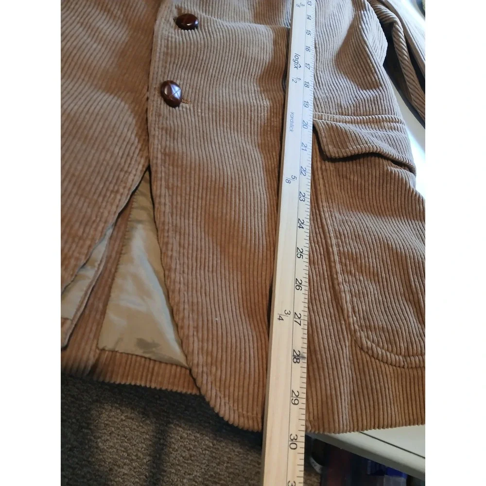 Austin Manor 44R Tan Corduroy Blazer Mens Jacket Elbow Patches Sport Coat